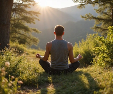 Strong, healthy man in a natural setting, symbolizing men's health and vitality.