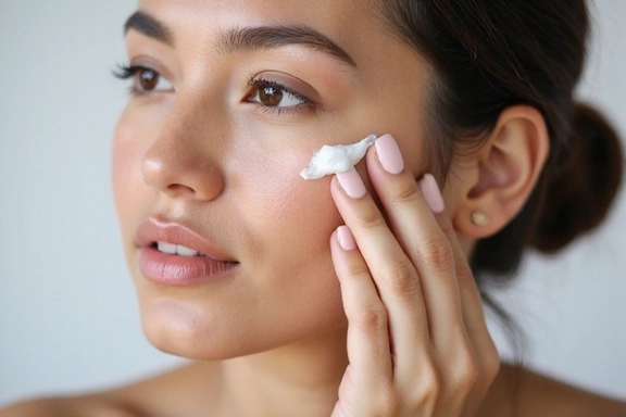 Woman applying natural face cream